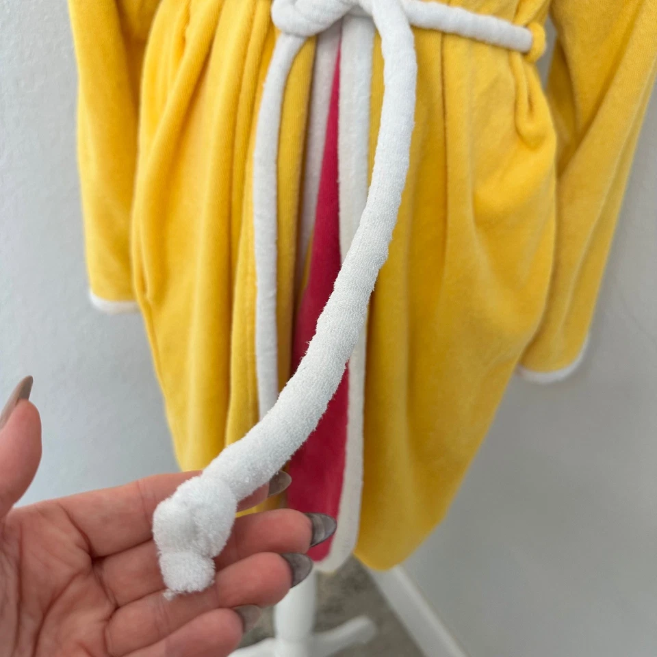 Bata de felpa Fernando Sánchez Vanity Fair color-block, amarillo/rosa, vintage años 80 Foto 3 de 4