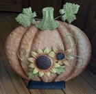 Glitter Metal Free Standing Pumpkin with Sunflowers