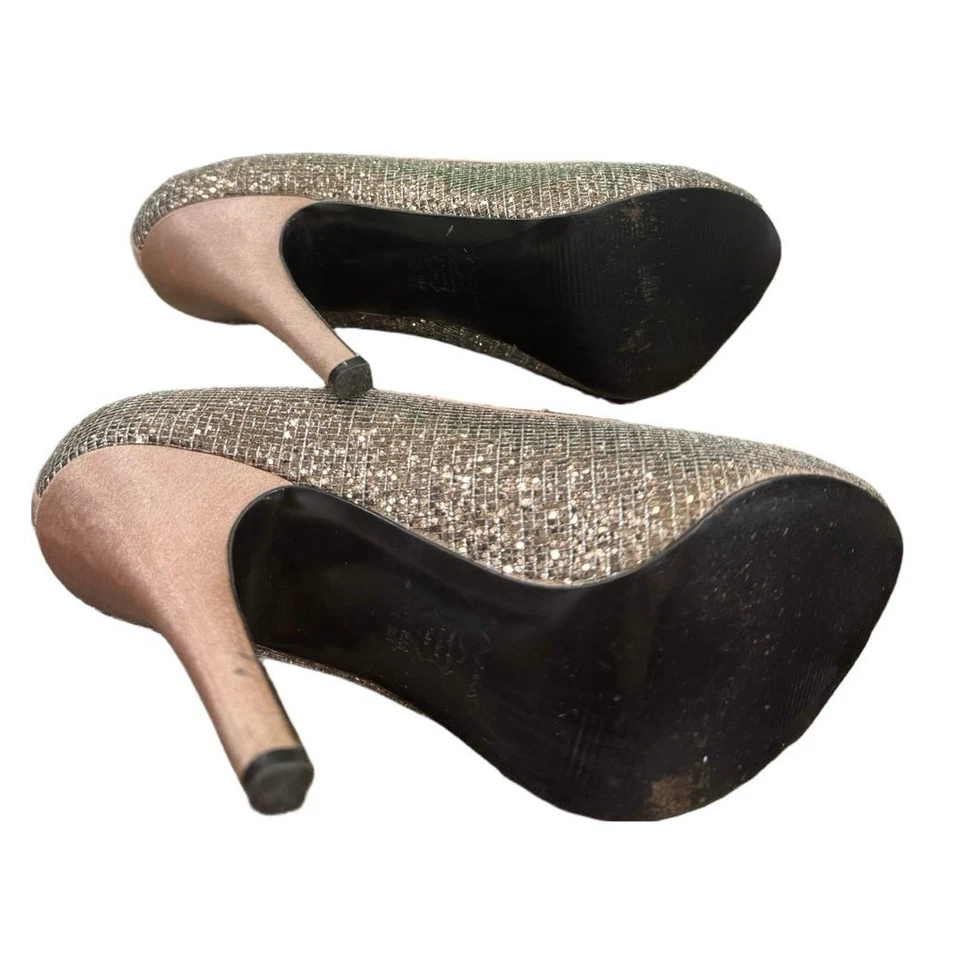 Zapatos de tacón Nina Dress Peep Toe talla 8 cuero oro rosa #M197 Foto 2 de 4