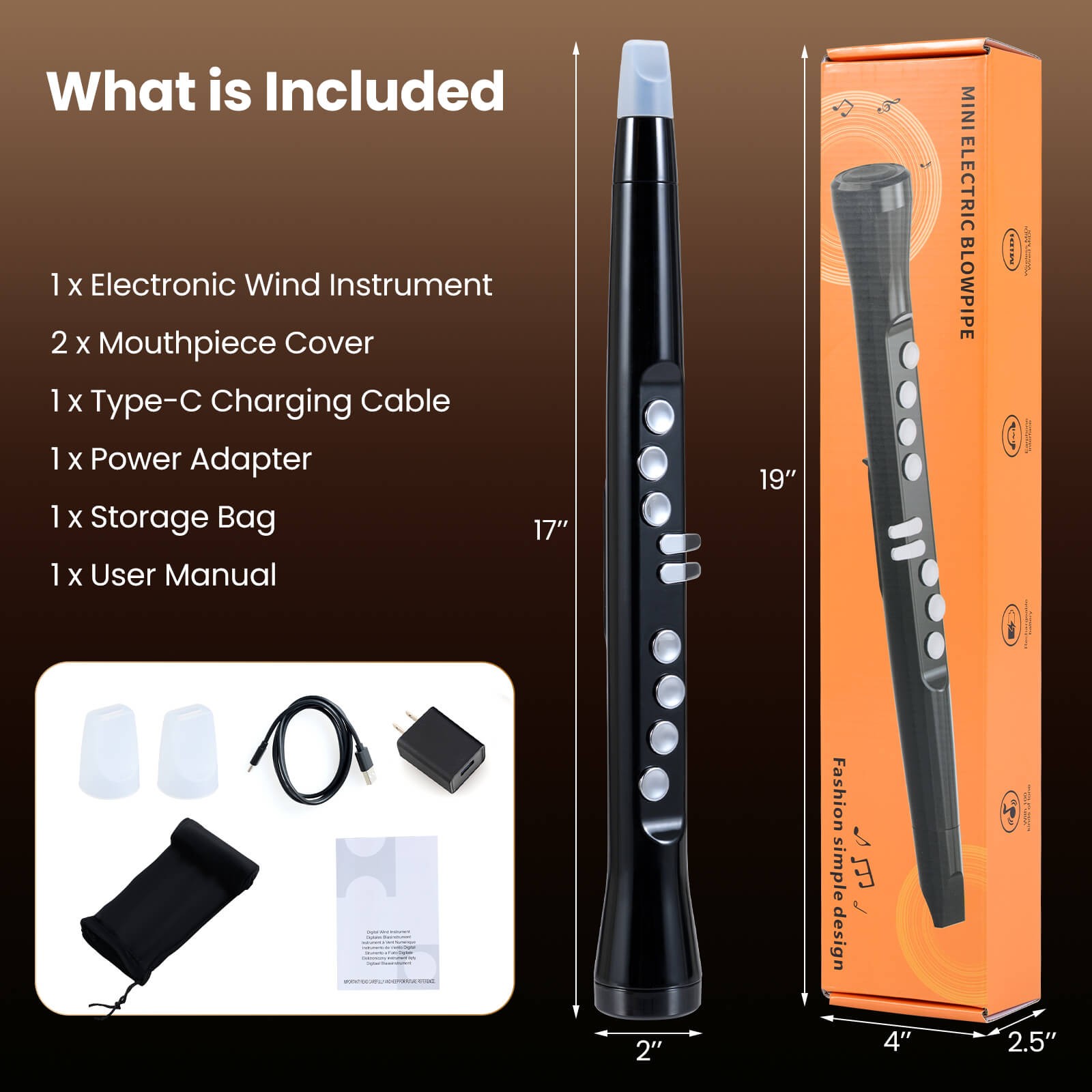 Electronic Wind Instrument Synthesizer w/Wireless MIDI, 100 Tones, HIFI Speaker