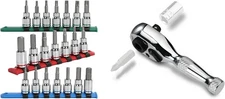 DURATECH 21-Piece Bit Socket Set, 3/8'' Drive Torx, Allen Sockets,... 