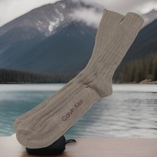 VTG Socks NOS Calvin Klein Crew Over Calf 9-11 Acrylic Tan Dress 80s 90s Mens.