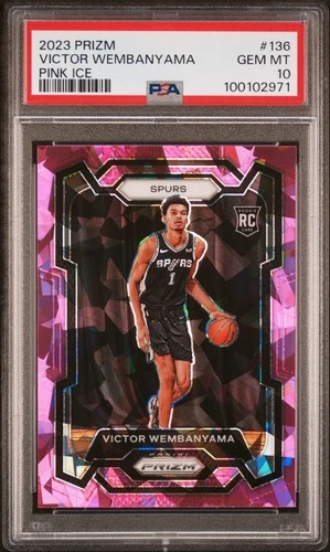 2023 PANINI PRIZM PINK ICE #136 VICTOR WEMBANYAMA ROOKIE RC PSA 10