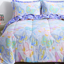 Kids Twin Bedding Sets, Girls Comforter, Colorful Butterfly Comforter Set with
