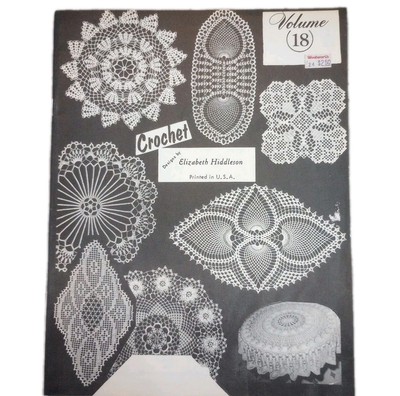 Vtg Vol 18 Elizabeth Hiddleson Crochet Pattern Book Booklet Doilies Designs 43pg