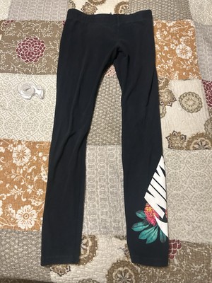 Nike Girls' Leggings Size 6 Large Black With Nike Logo On Left Leg