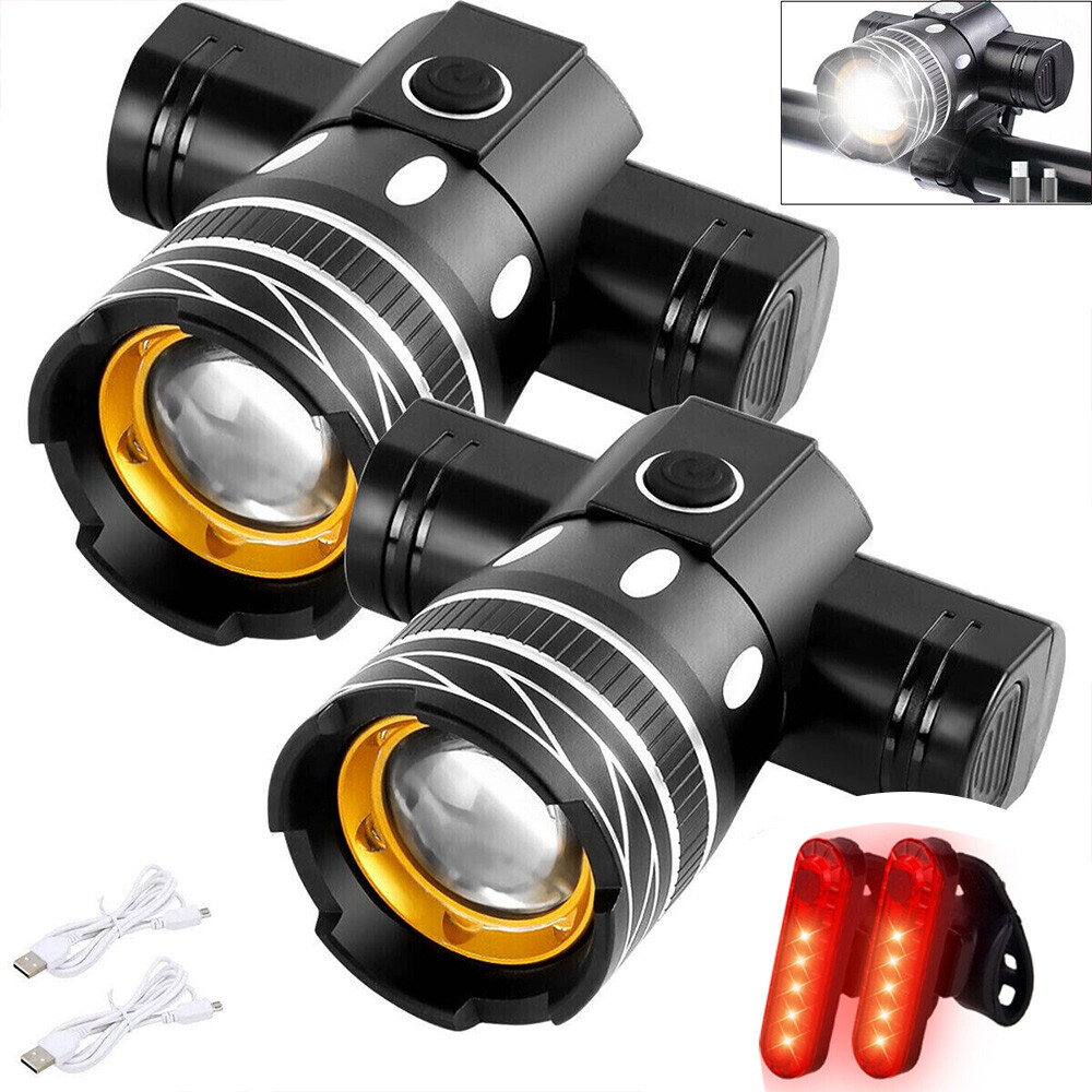 50000LM Bicycle Torch Front &Rear Lamp Set Rechargeable LED Mountain