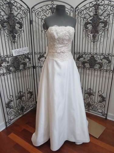 P157W DESIGNER 582 SZ 14 BEADED IVORY FORMAL $995 WEDDING DRESS GOWN - Picture 8 of 16
