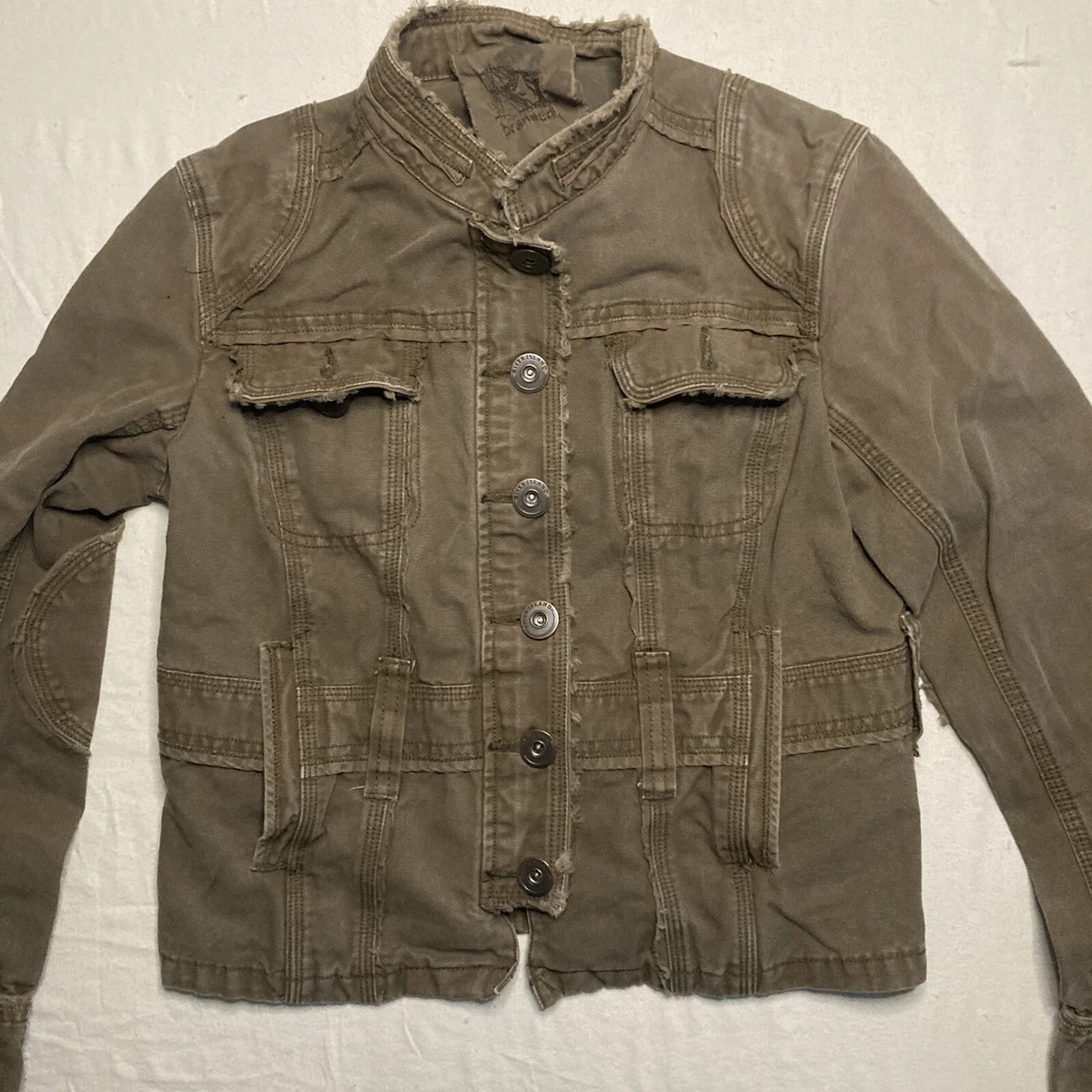 River Island Military Jacket Girl s 14 Olive Green Canvas Short