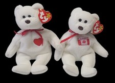 Two Ty Beanie Babies Valentino the Bear And Maple Canada Bear With Tags 