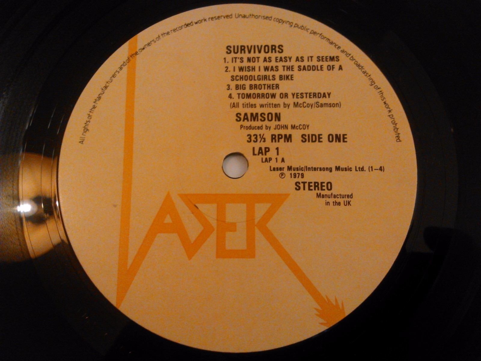 SAMSON SURVIVORS LP EX!!! UK 1ST PRESS LASER LAP 1 PORKY PRIME CUT