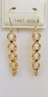 14k Solid Yellow Gold Dangle Hoop Back Earring With Natural Round Ruby&Cz 2.70Gm