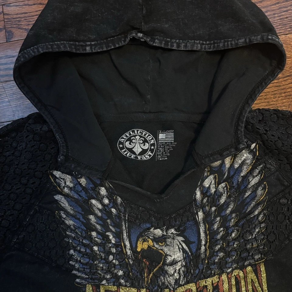 Affliction Sz XL American Metal Born To Run Eagle Rock & Roll Forever Hoodie - Image 2 of 4