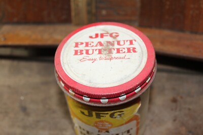 USA VINTAGE peanuts butter 瓶蓋 Vintage JFG Peanut Butter Jar with Litho Lid Knoxville