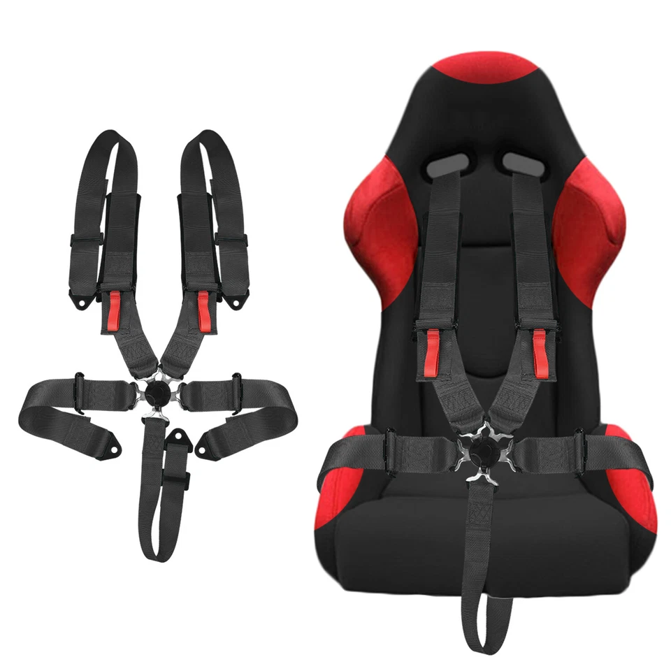 Par de arnés de carreras de 5 puntos Camlock cinturón de seguridad de liberación rápida ATV UTV negro Foto 2 de 4