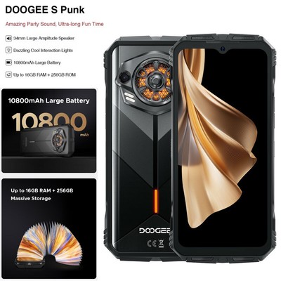 DOOGEE S Punk 4G LTE Rugged Phone Android 14 Mobile Waterproof LED Light Effect