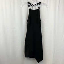Express Womens Sheath Dress Black Stretch Strappy Sleeveless Cut Out Back 0