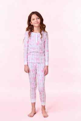 New 2025 Roller Rabbit X LoveShackFancy Kids Pink Heirloom Monkey PJ Pajamas 14