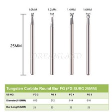 Dental Carbide Bur Round Diamond Bur Long Round Ball Surgical High Speed FG