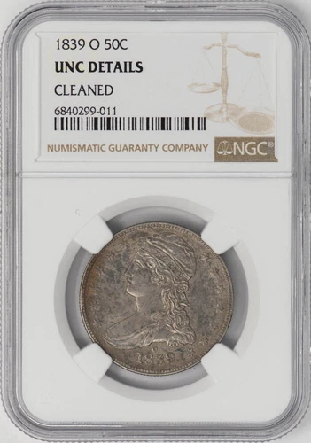 1839-O Capped Bust Half 50c Unc Details NGC 947555-8
