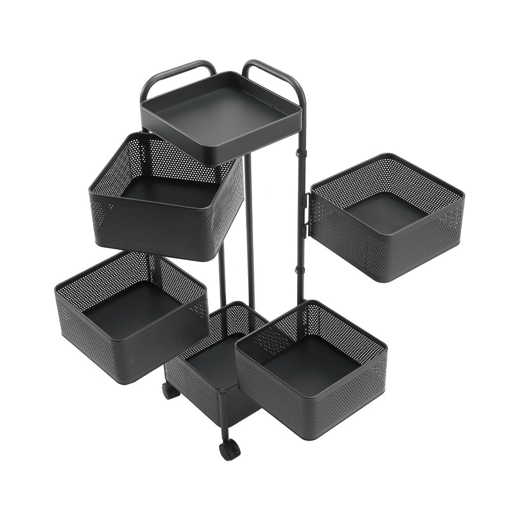 3/4/5/6 Tier Kitchen Rotating Storage Trolley Cart Utility Veg Mobile