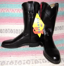 Women's Vintage Justin Diamond J Black Leather Roper Cowboy Boots 5 C NEW in Box