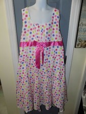 Bonnie Jean White W/Polka Dot Eyelet Dress Size 16 1/2 Girl's EUC