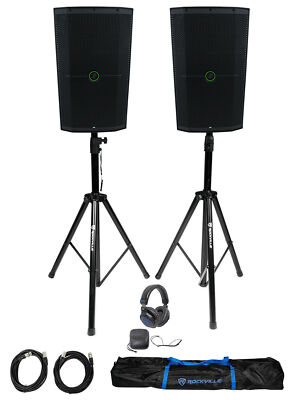 DJ Package w/ (2) Mackie Thump212XT 12'' 1400w Powered Speakers+Stands+Headphones
