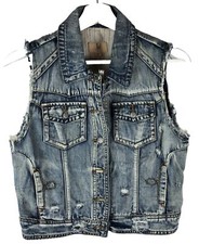 New Lost Enterprises Tilly’s Denim Vest Distressed Sleeveless Woman's Size M