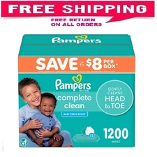 Pampers, Complete Clean Baby Wipes, Baby Fresh Scent, 15 pk., 1200 Wipes