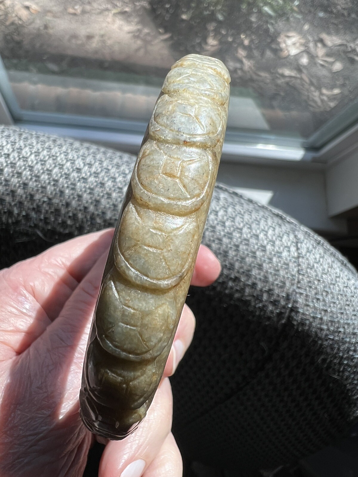 carved solid stone bangle bracelet #2 - image 7