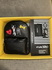 MARC TETRO FRENCH-BULL DOG BLK MINI BACKPACK Keychain CARDHOLDER W/GIFT BOX. NEW