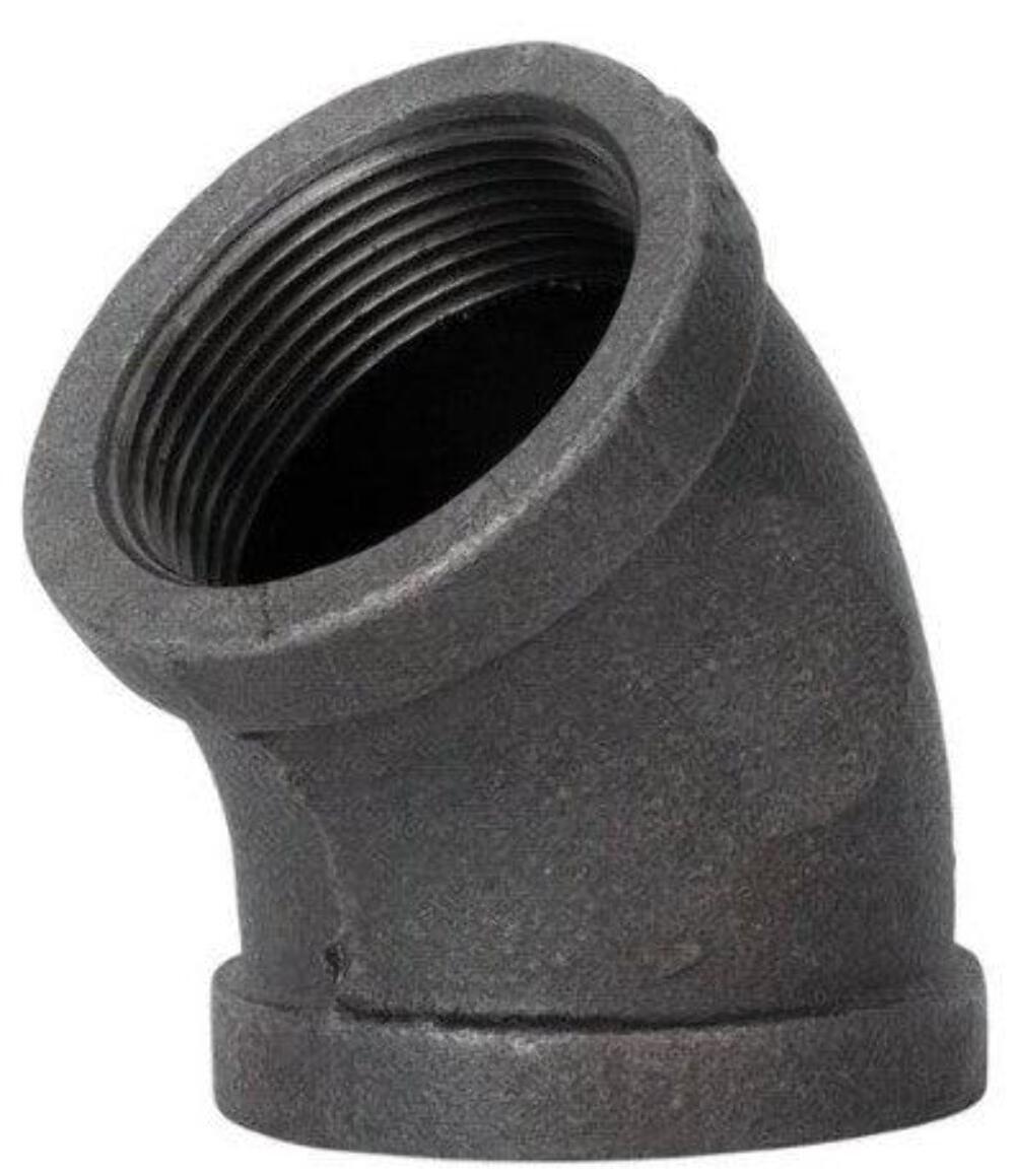 45° BLACK MALLEABLE IRON ELBOW, UL/FM Listed