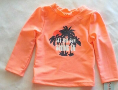 CAT & JACK 2T Swimsuit ''Let the Sun Shine In'' Rash Guard Shirt & Bottom UPF 50+ 