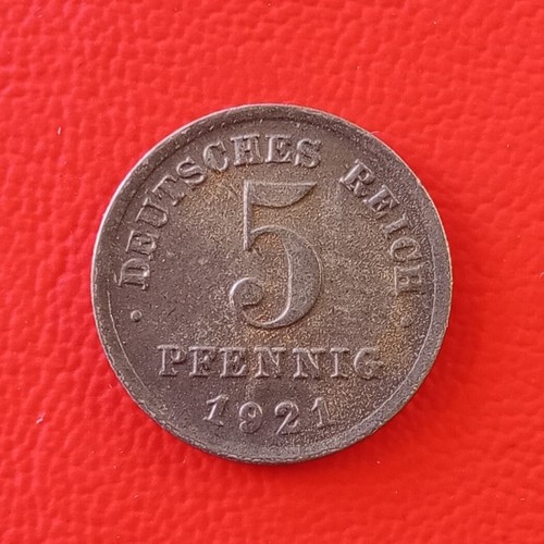 5 Pfennig 1921 G st/bfr. / German Reich / Replacement Coins WWI / J#297 - Picture 2 of 5