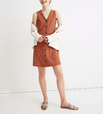 Madewell Women's Afterglow Red Sleeveless Button-Front Mini Dress Sz M