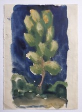 Gemälde Aquarell Tusche Landschaft Baum Wald Gerda Henning Nachlass