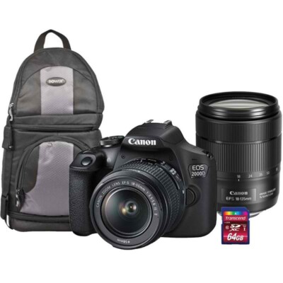 Canon EOS 2000D DSLR 24.1MP Camera with 18-55mm & EF-S 18-135mm IS