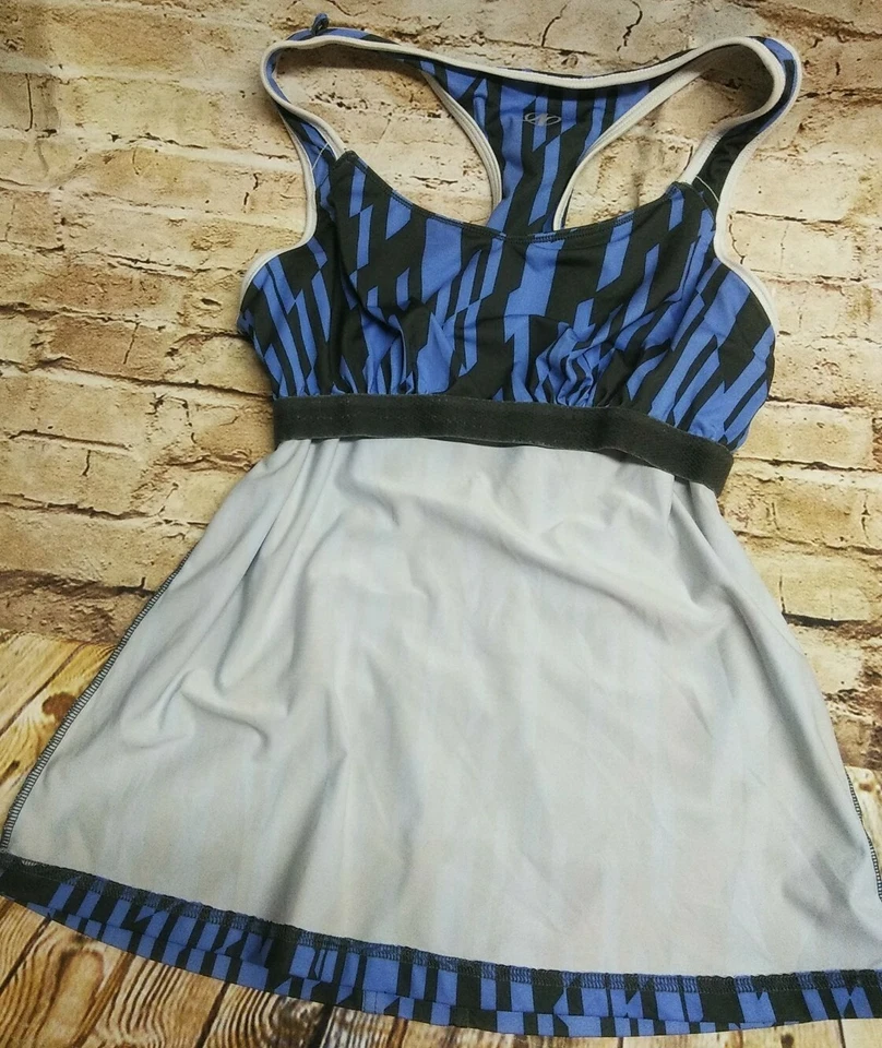 NordicTrack Women's Athletic Racerback Tank Blue Gray Geometric Size S - Image 4 of 4