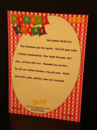 Barbie, 1997-Barbie Years - "Subset Chase Card" - "BY-4 - Sparkle Surprise." - Picture 4 of 4