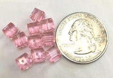 10 pc SWAROVSKI CRYSTAL LIGHT ROSE 6mm Loose PINK BEADS 5601 CUBES, October
