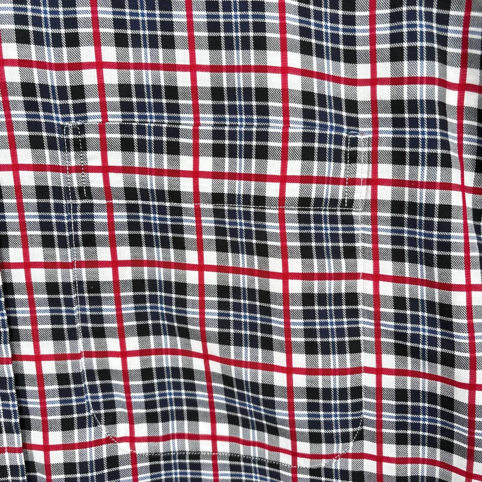 Gitman Bros Shirt Mens XL Button Down Plaid Red Black Blue Tartan Twill - Image 2 of 4