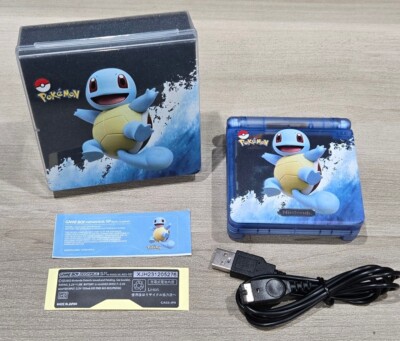 Nintendo Gameboy Advance SP Squirtle Pokémon Reshell Glass Screen & New Battery