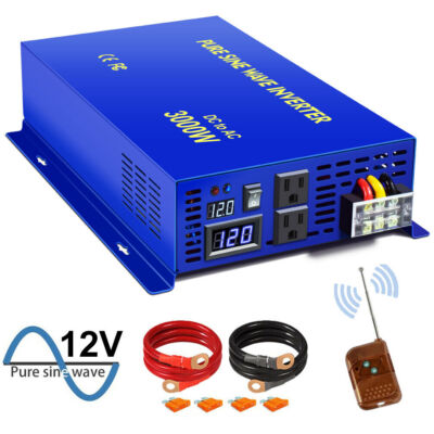 3000w Peak 6000w Pure Sine Wave Inverter 12v dc to ac 110v 120v Remote