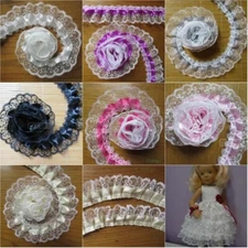 2 inch wide 2-Layer ruffled Lace Trim Ribbon select color price per yard