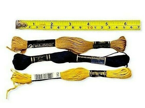 DMC 6 Strand Embroidery Floss Thread Cotton 3 Skeins 310, 3829, 3820 8.7 YDs - Picture 9 of 9
