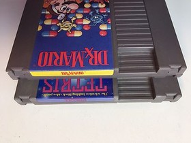 TETRIS and DR. MARIO -- NES Nintendo 2 Original Puzzle Games CLEAN TESTED