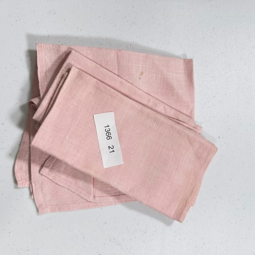 vintage linen napkin set 3 solid pink square mcm retro - Picture 7 of 8