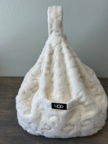 UGG Miley Mini Lap Pouf Off White Leopard Animal Embossed Laptop iPad Beanbag Pi