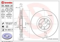 2X Brembo 09.A829.21 Bremsscheibe FüR CitroËN DS Peugeot